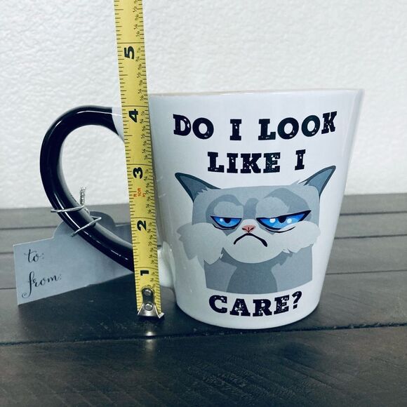 Funny Grumpy Cat “Do I Look Like I Care?” Ceramic Mug - Picture 2 of 3
